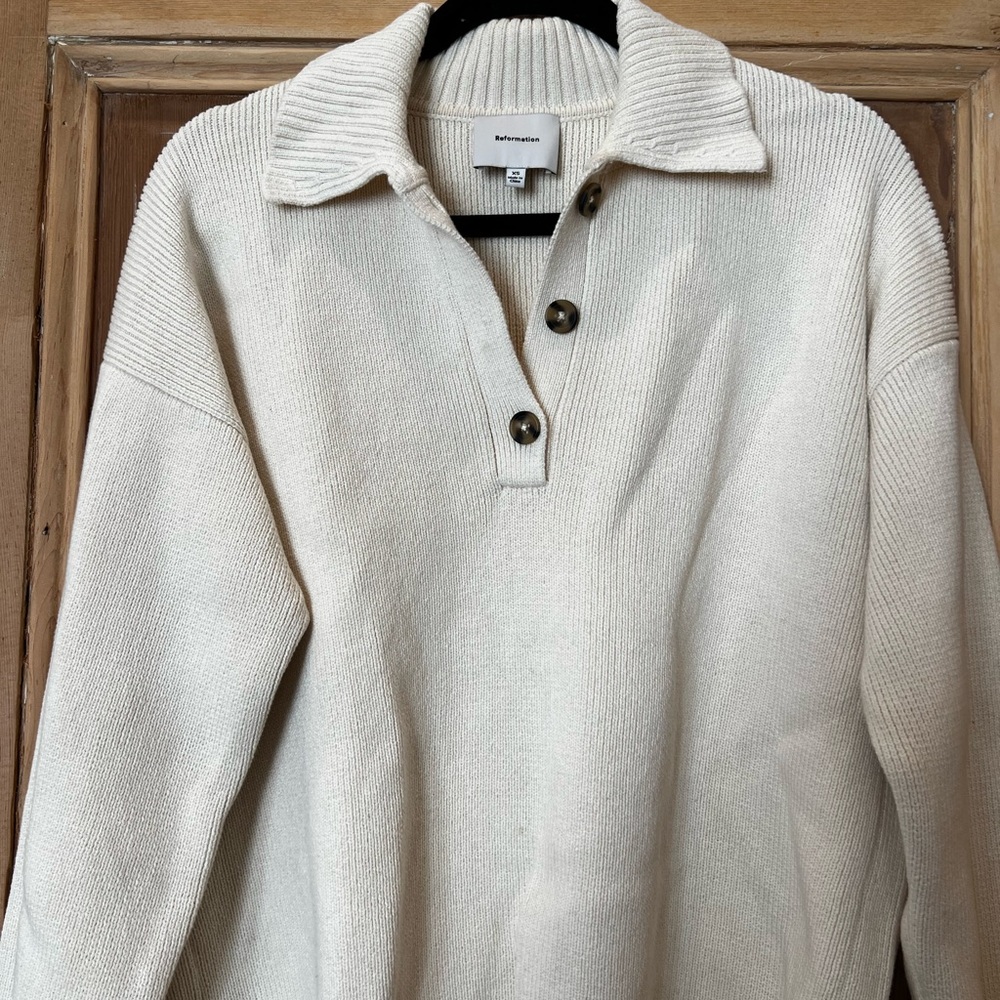 Beige Button-Up Sweater